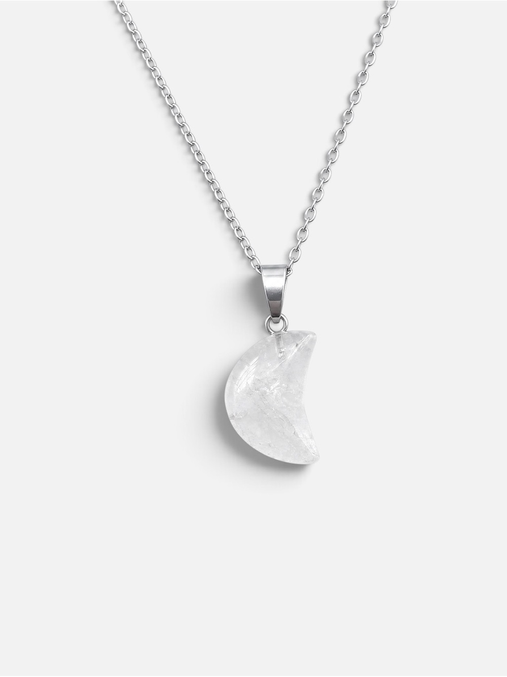 CLEAR QUARTZ MOON NECKLACE